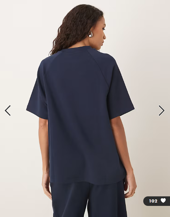 ASOS DESIGN co-ord interlock raglan t-shirt in navy