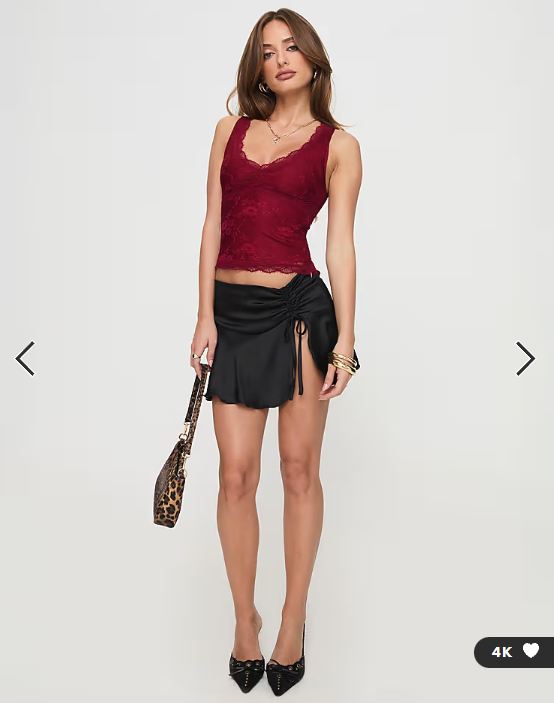 Princess Polly Far Away lace v neck vest top in burgundy