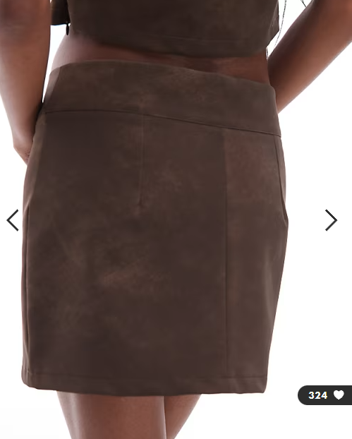 ASOS DESIGN mix & match textured leather look low rise micro mini skirt in chocolate