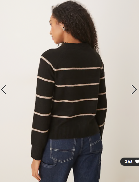 Brave Soul knit crew neck sweater in black and beige stripe