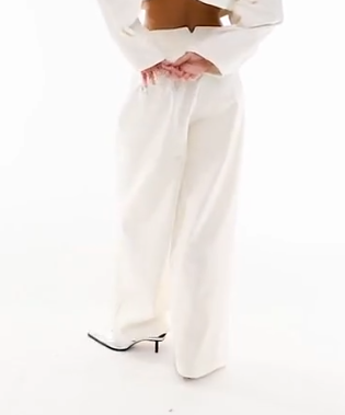Asos design cocoon trousers with front pleat in white