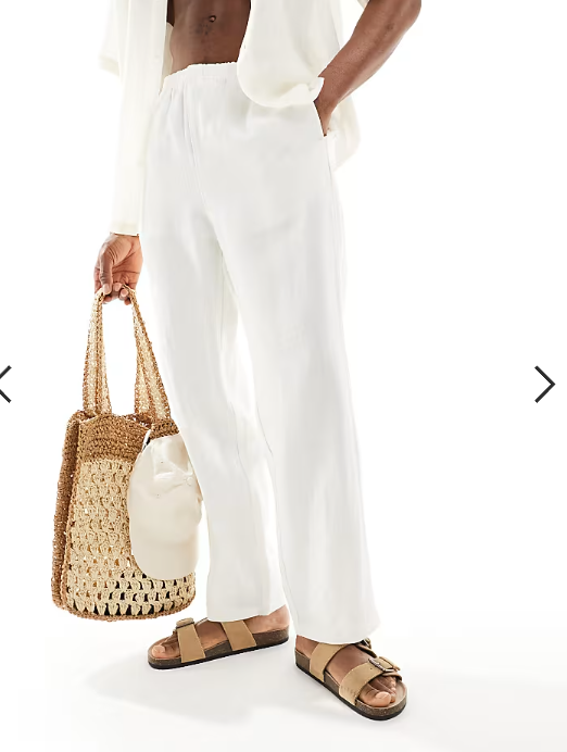 Weekday Seth linen blend trousers in off-white
