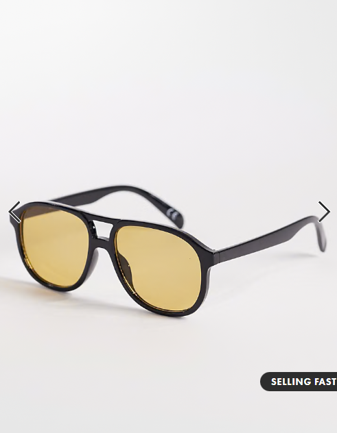 ASOS DESIGN aviator light tint sunglasses with brown lens