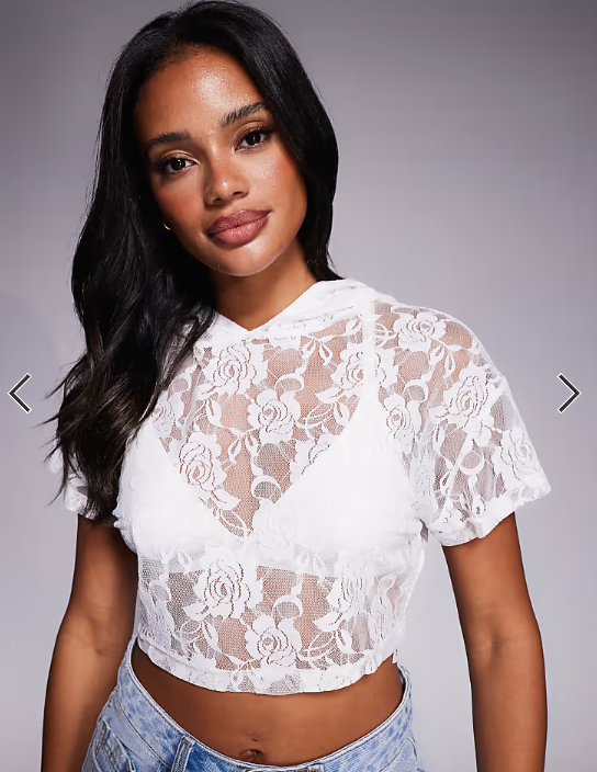 Liquor N Poker sleeveless lace hoodie in white