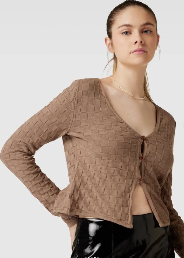 NA-KD - Square Knit Tie Detail Cardigan