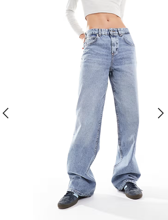 ASOS DESIGN Tall low rise baggy jeans in mid blue