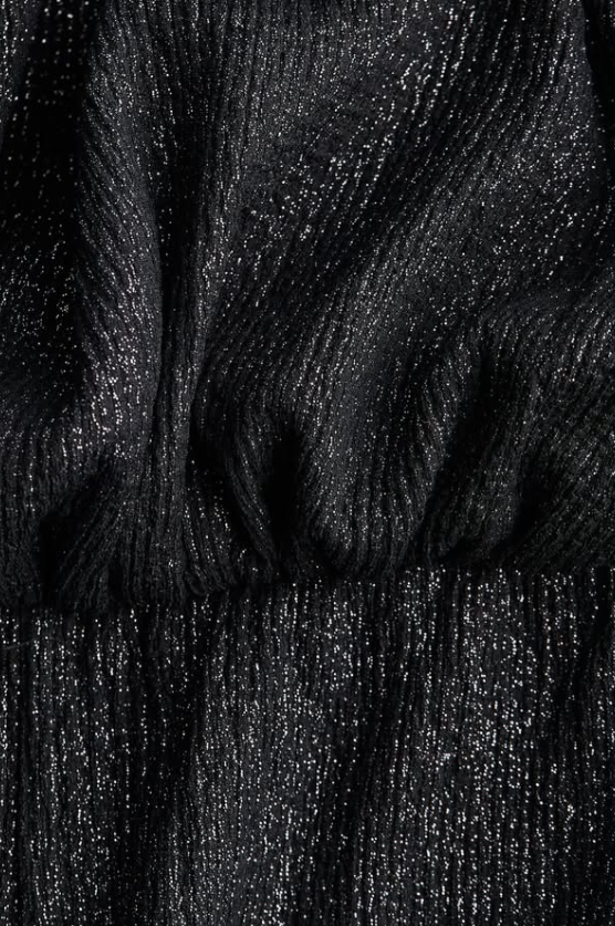 H&M - RIBBED BANDEAU JUMPSUIT - Black / Glittery