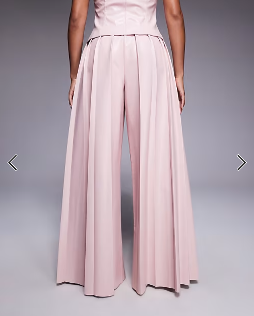 ASOS LUXE PU pleated trouser co-ord in dusky pink