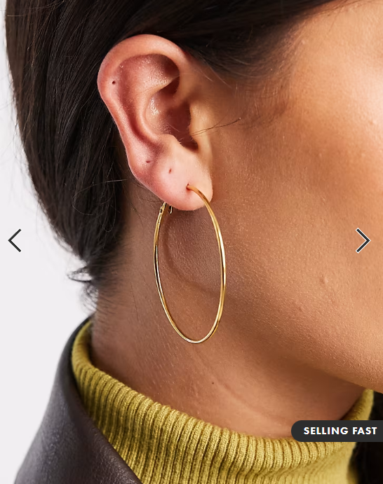 ASOS DESIGN waterproof stainless steel basic hoop earrings in gold tone