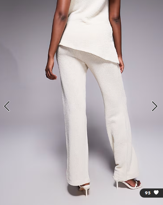 River Island textured wide leg trouser co-ord in cream