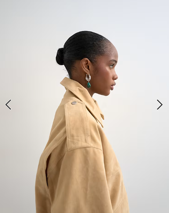 Topshop faux suede oversized bomber in stone