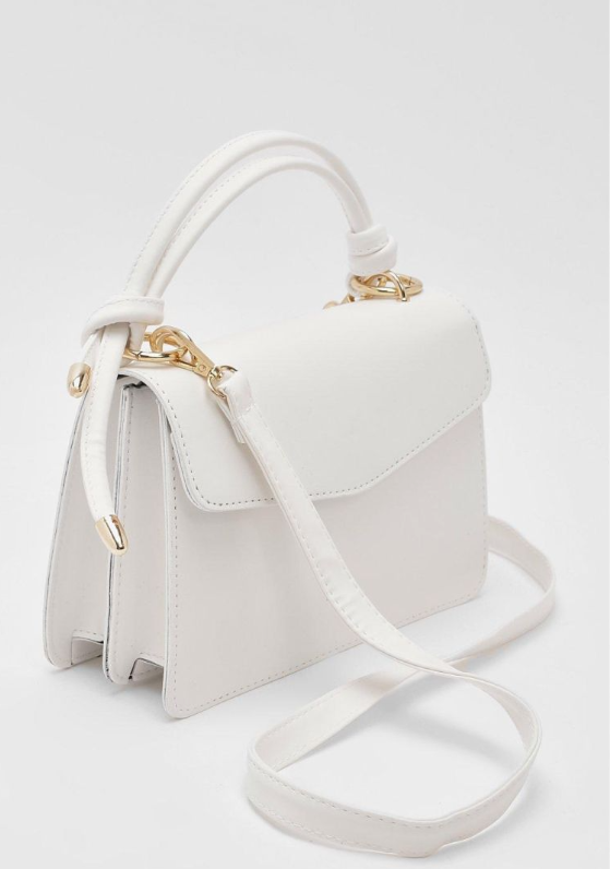Boohoo Knot Handle Cross Body Bag - white