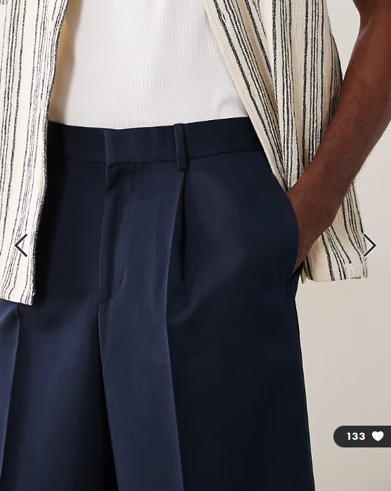 ASOS DESIGN tailored pleated oversized bermuda shorts in navy
