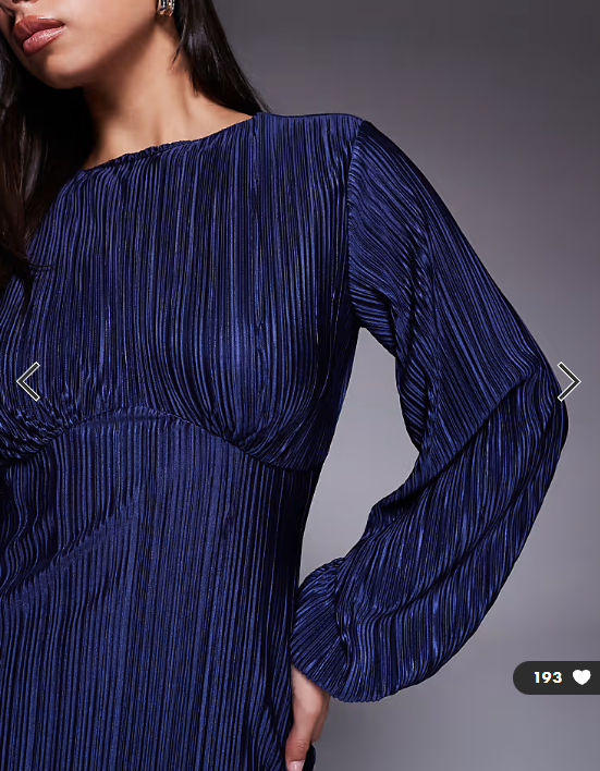 ASOS DESIGN plisse long puff sleeve maxi dress in navy