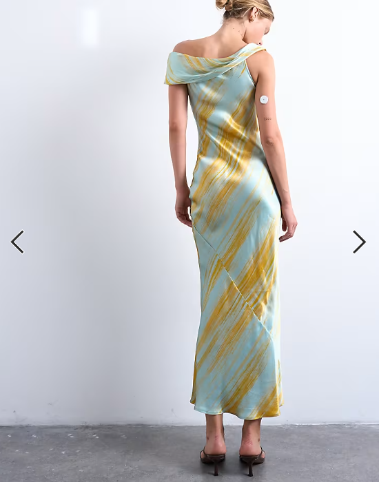 Topshop drape shoulders occasion maxi dress in blurred rust print