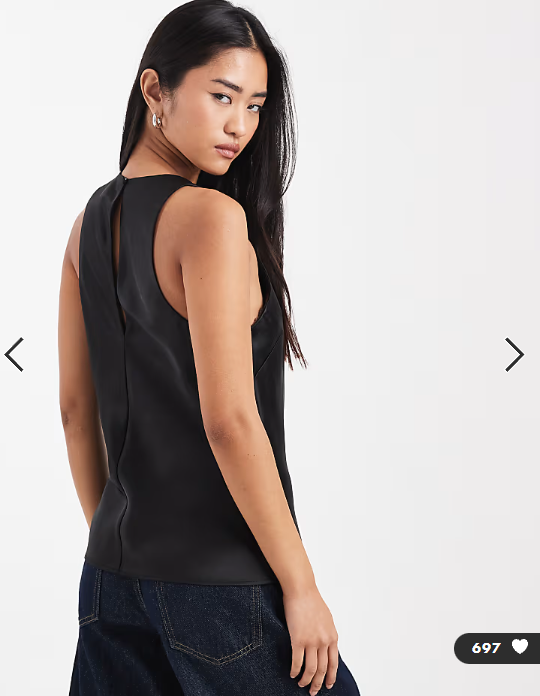 ASOS DESIGN satin racer cami in black
