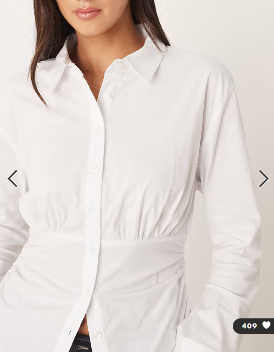 ASOS DESIGN fitted ruched shirt in white
