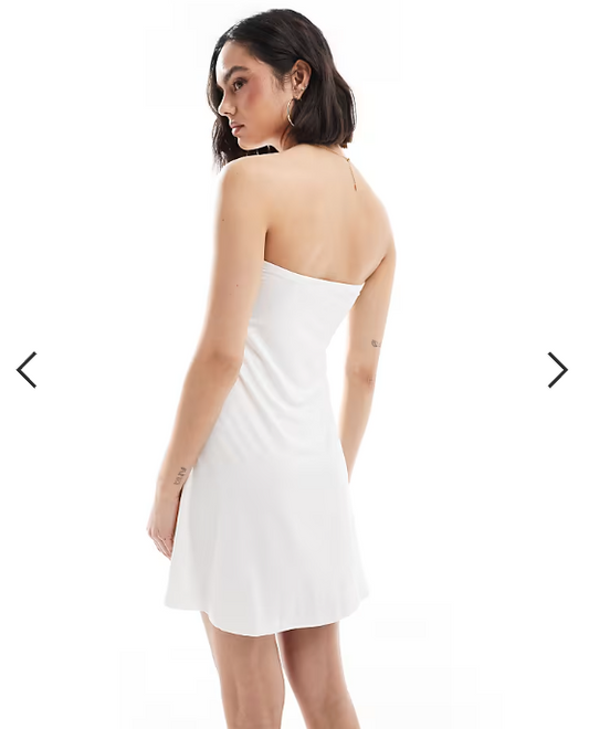 ASOS DESIGN bandeau mini swing dress in white