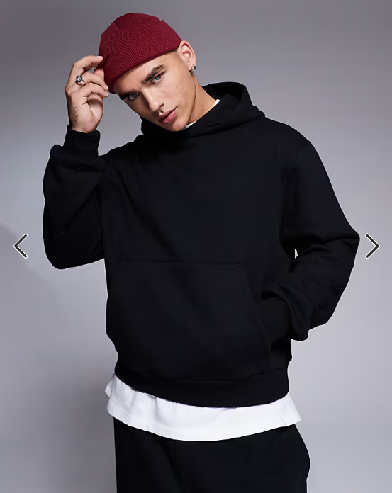 ASOS DESIGN premium heavyweight boxy oversized hoodie 400gsm in black