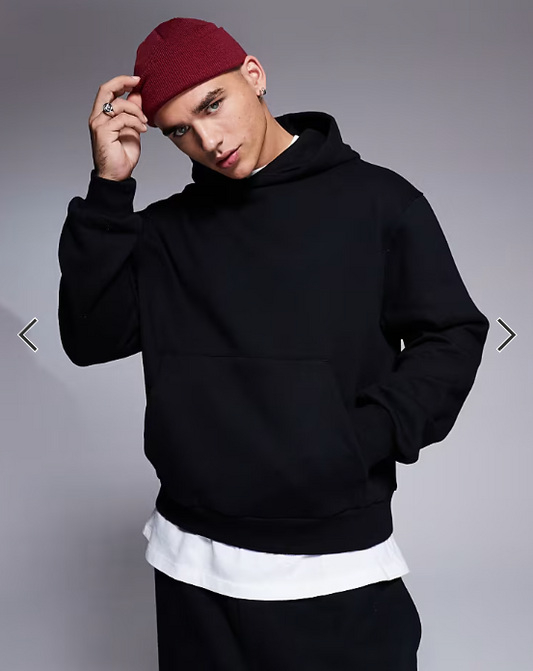 ASOS DESIGN premium heavyweight boxy oversized hoodie 400gsm in black