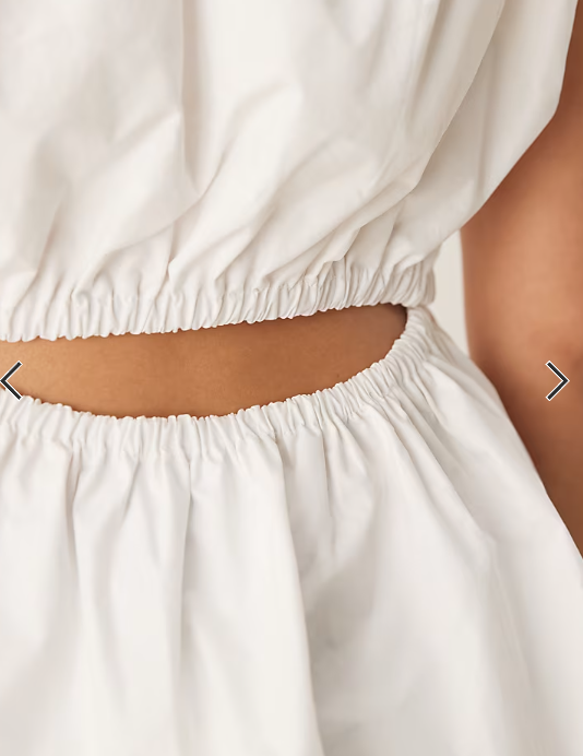 YAS exaggerated shoulder detail fitted poplin top in white