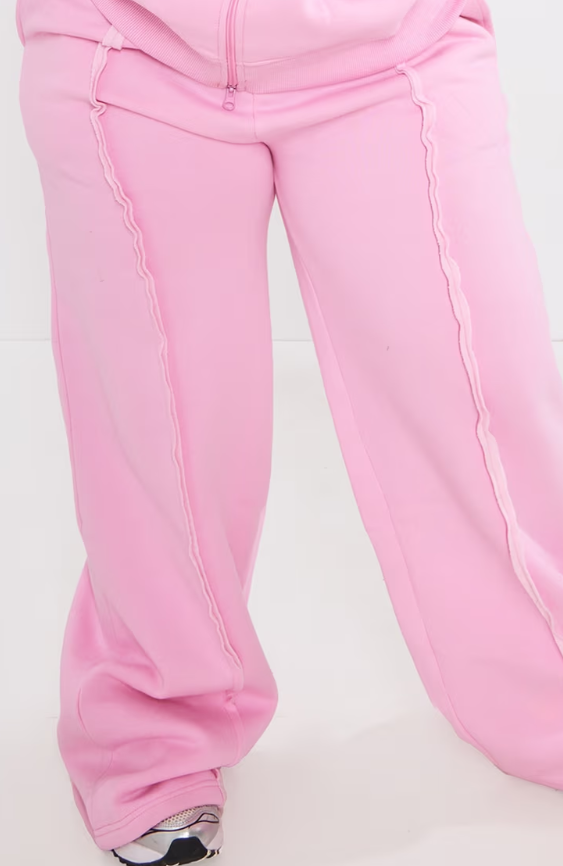 Plt - Plus Light Pink Oversized Wide Leg Seam Detail Joggers