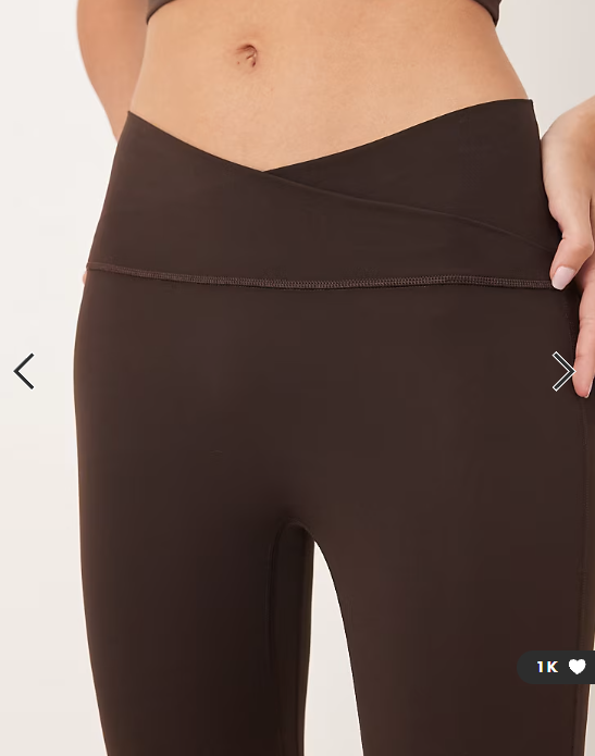 adidas Performance Three Stripes Studios crossover waistband flares in brown