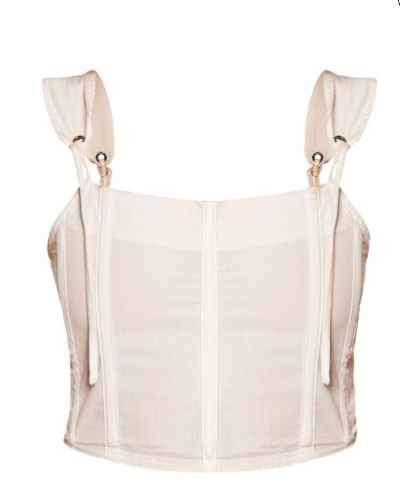 White Boned Tie Strap Lace Up Back Corset