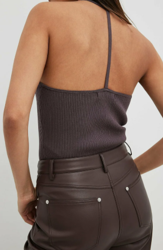 Back Detail Fine Knitted top Tape - Brown