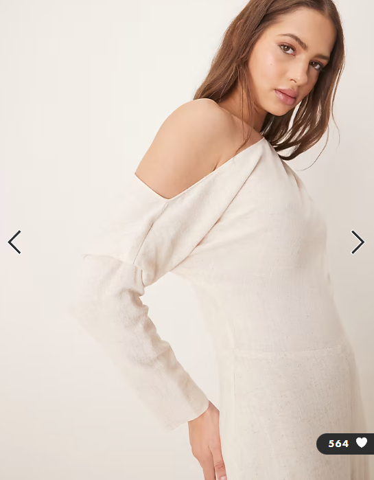 ASOS DESIGN linen fallen shoulder jumpsuit in oat