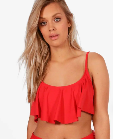 boohoo Plus Crop Frill Bikini Top