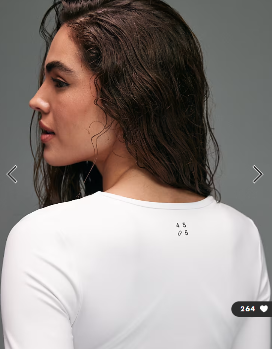 4505 active square long sleeve top in white