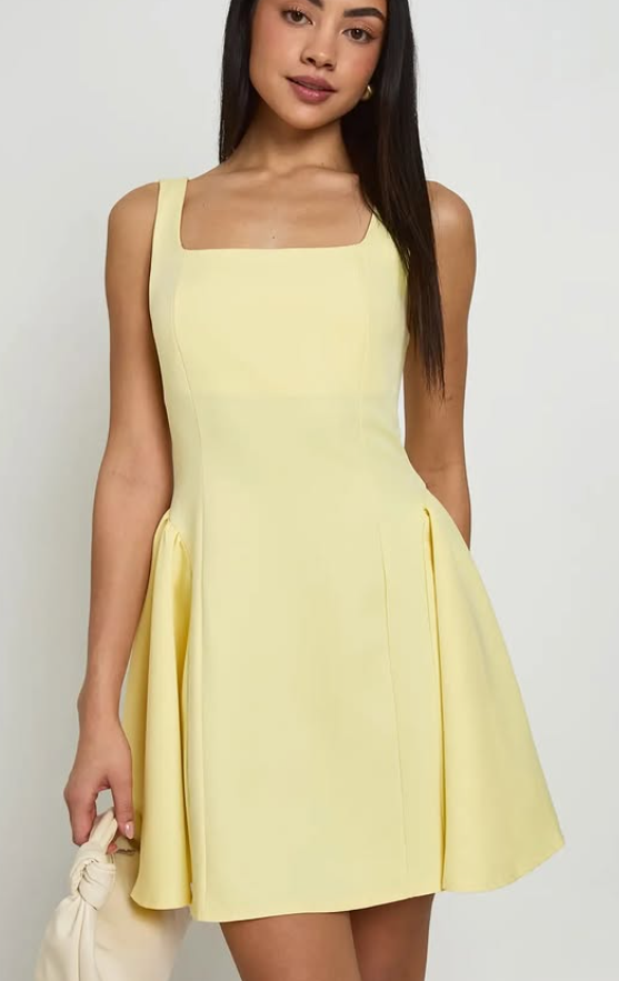 boohoo Square Neck Full Skirt Mini Dress