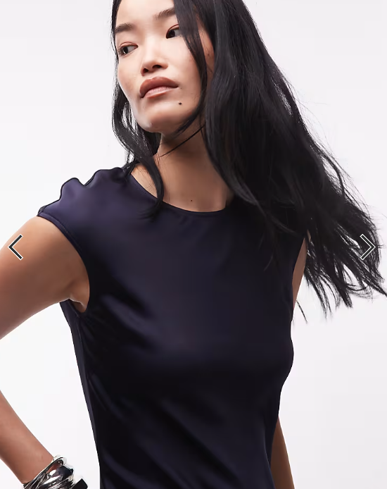 & Other Stories bias cut satin maxi dress with cap sleeve in navy