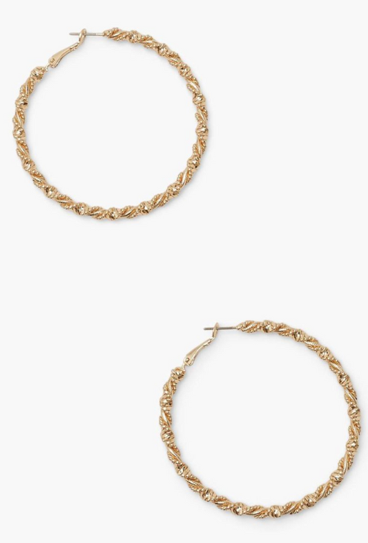 Wrapped Twisted Hoop Earrings - gold