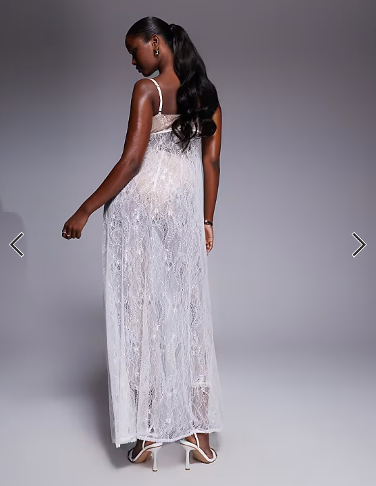 The Dolls House Circa Cieran tie front lace maxi top in ivory - part of a set
