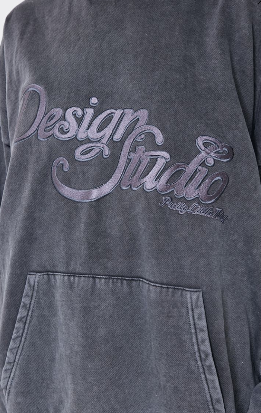 Charcoal Washed Design Studio Tonal Embroidered Hoodie