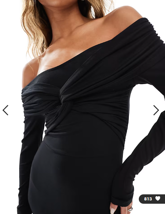 ASOS DESIGN off shoulder twist midi dress with long sleeves in black
