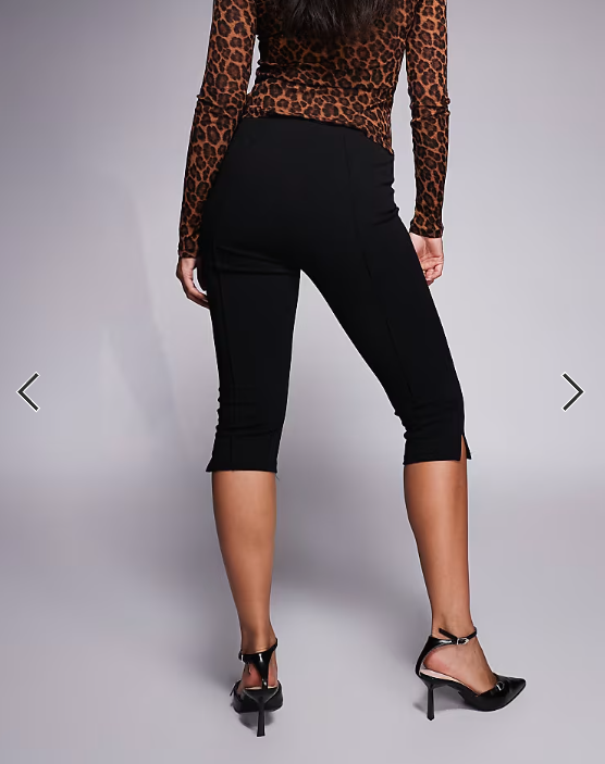 Brave Soul tailored capri pants with front seam in black
