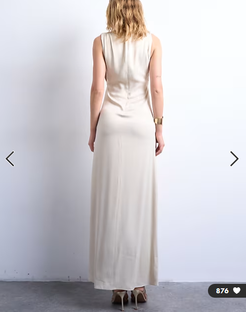 Topshop low armhole maxi occasion dress in oyster