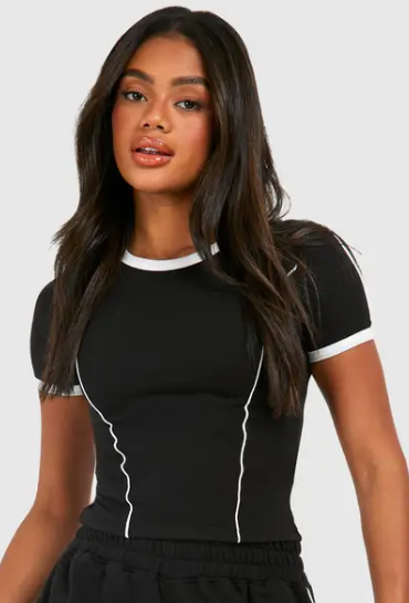 boohoo Piping Detail T-Shirt