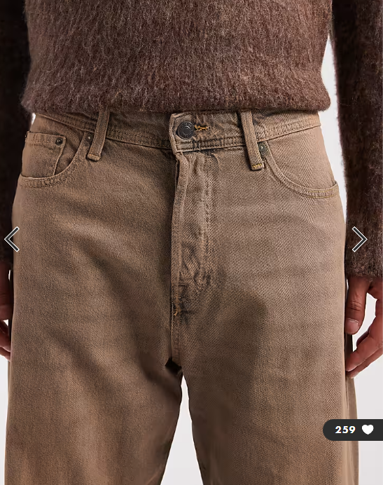 Jack & Jones Alex baggy jeans in brown vintage wash