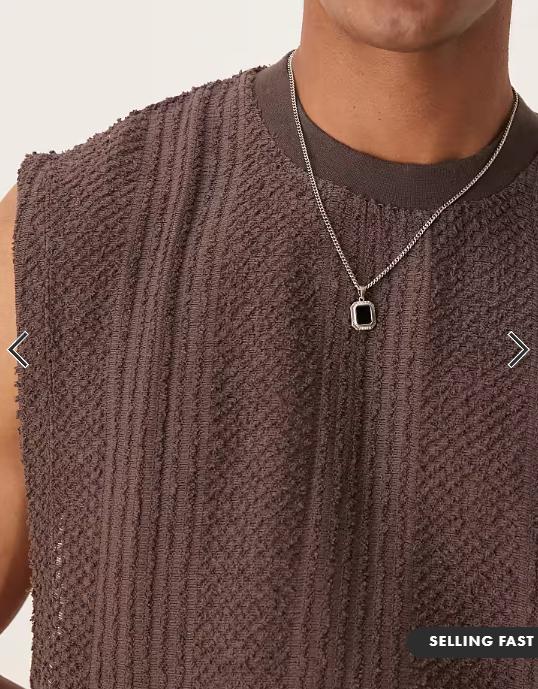 ASOS DESIGN oversized vest in brown textured fabric.