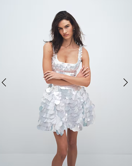 ASOS DESIGN bridal large disc sequin square neck mini dress