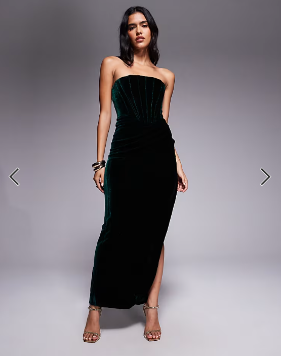 Bardot Everlasting velour midi dress in emerald green