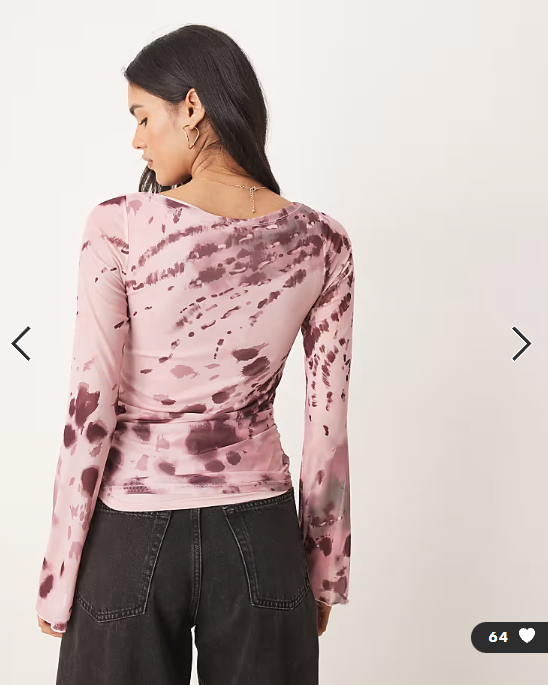 JJXX long sleeve mesh top in pink print