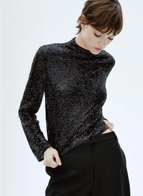H&M - SEQUINED TURTLENECK TOP