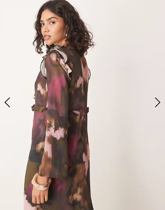 Pretty Lavish long sleeve ruffle top co-ord in abstract print