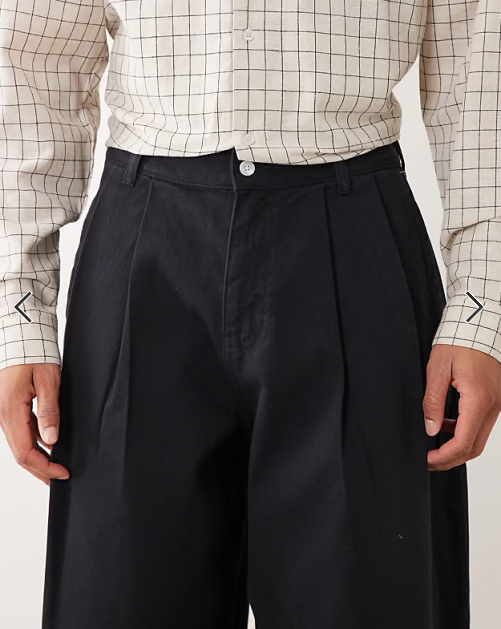 ASOS DESIGN barrel pants in black with pleats