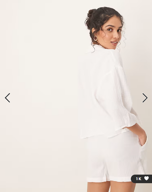 JDY cropped cheesecloth shirt co-ord in white